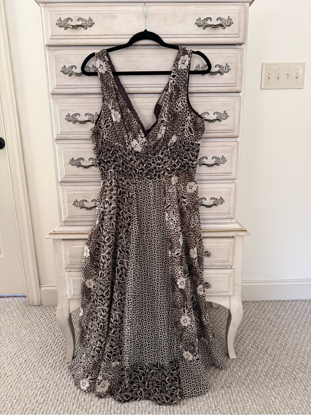Vintage 90s Jane Ashley Women's
Brown Floral Cotton Whimsy Sun Dress